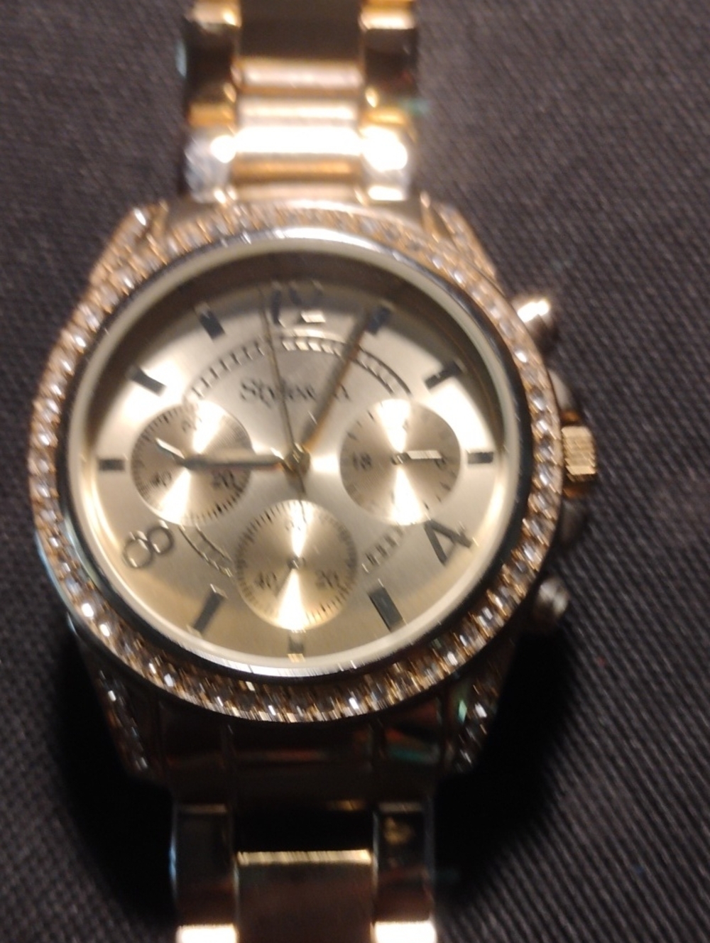 Gold Women's Crystal Accent Bracelet Watch